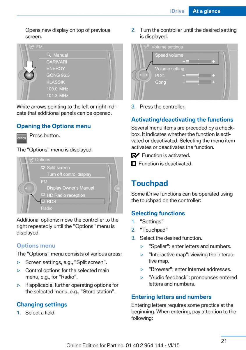 BMW X4 F26 owners manual / page 21