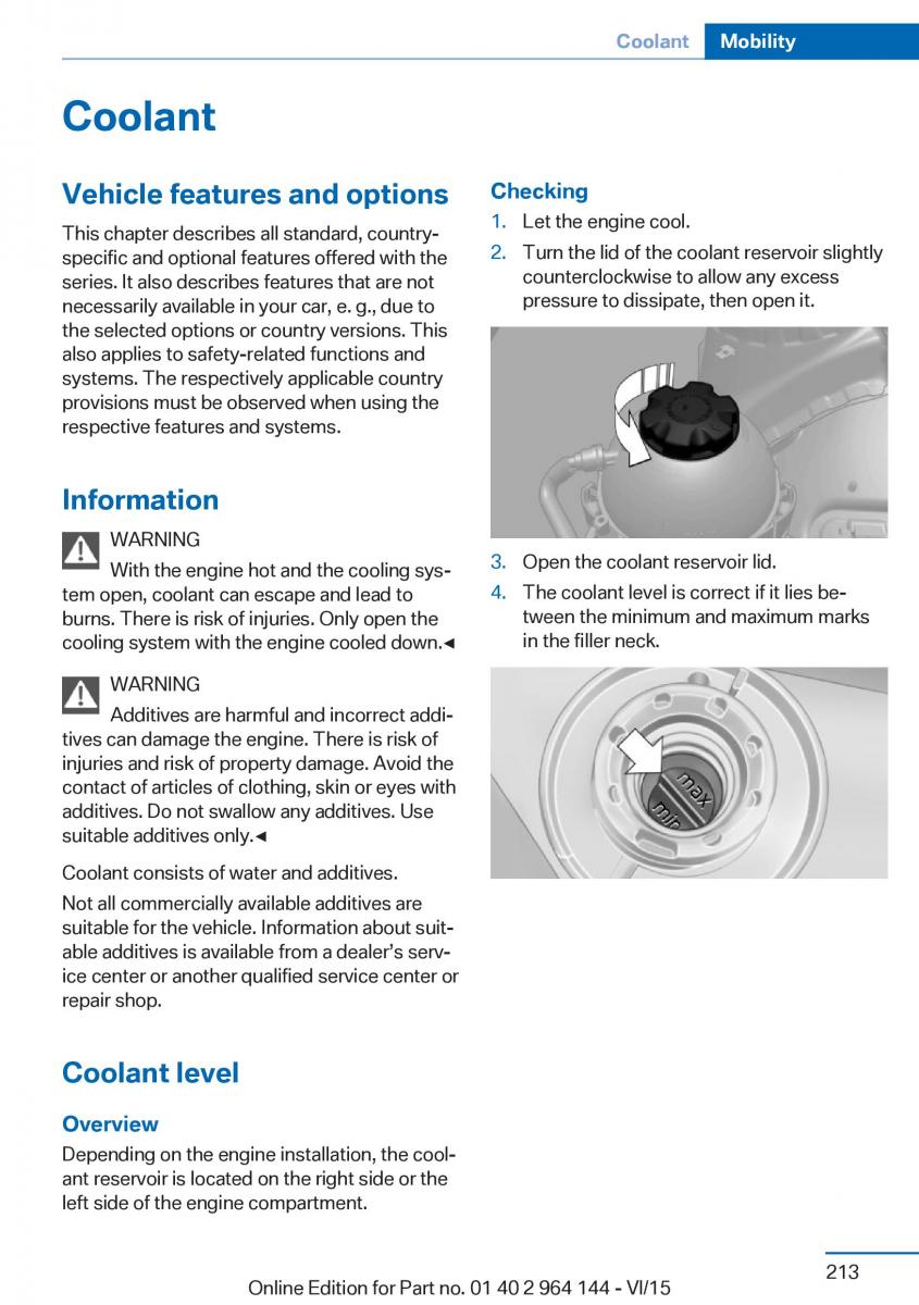 BMW X4 F26 owners manual / page 213