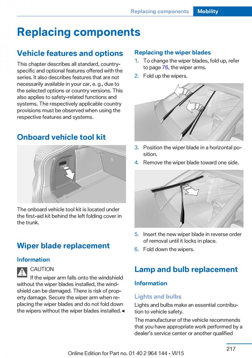 BMW X4 F26 owners manual / page 217