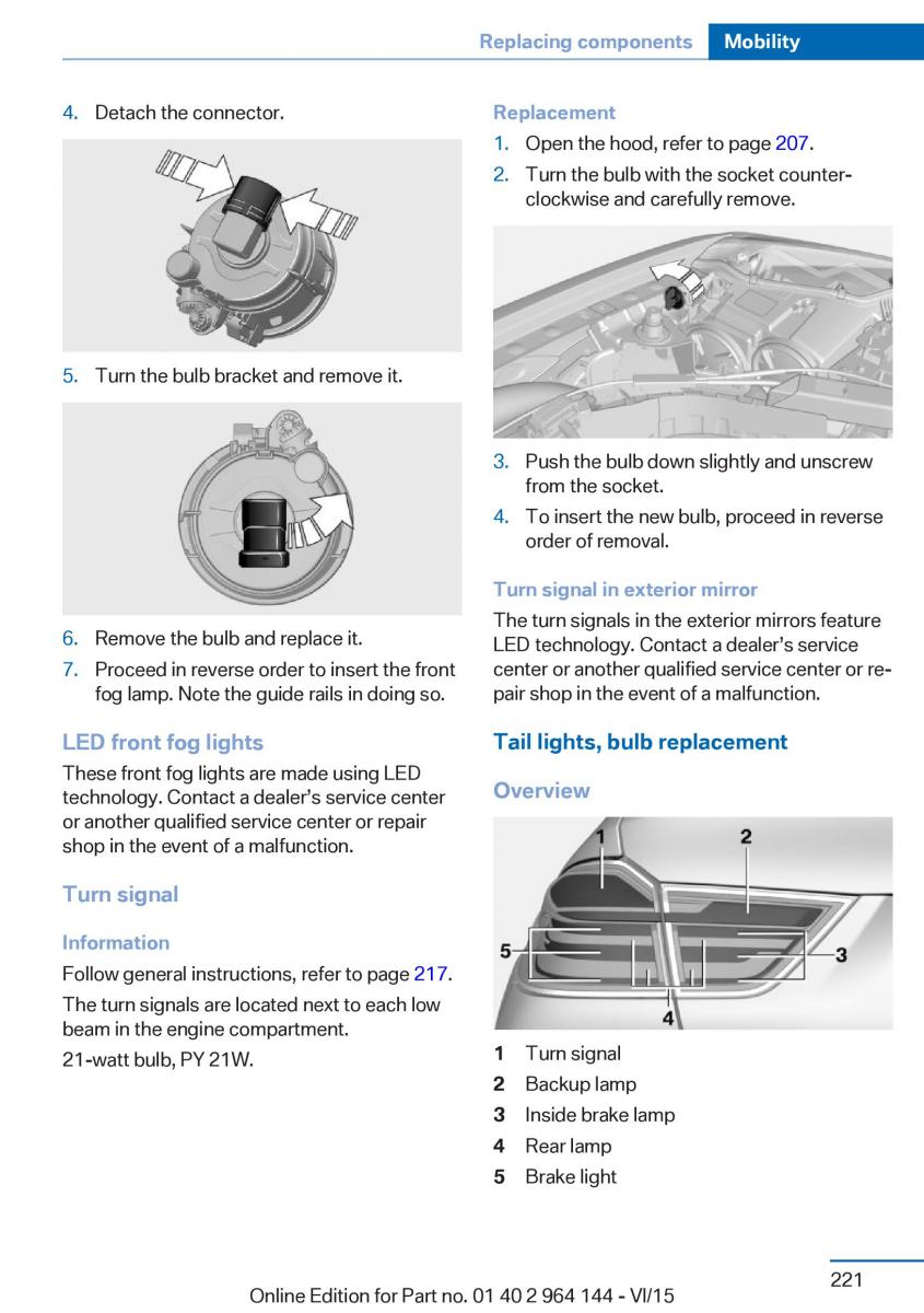 BMW X4 F26 owners manual / page 221