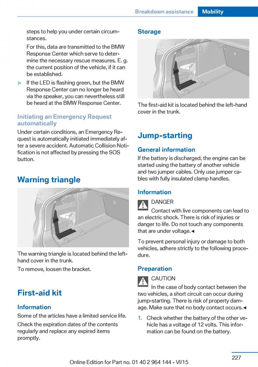 BMW X4 F26 owners manual / page 227