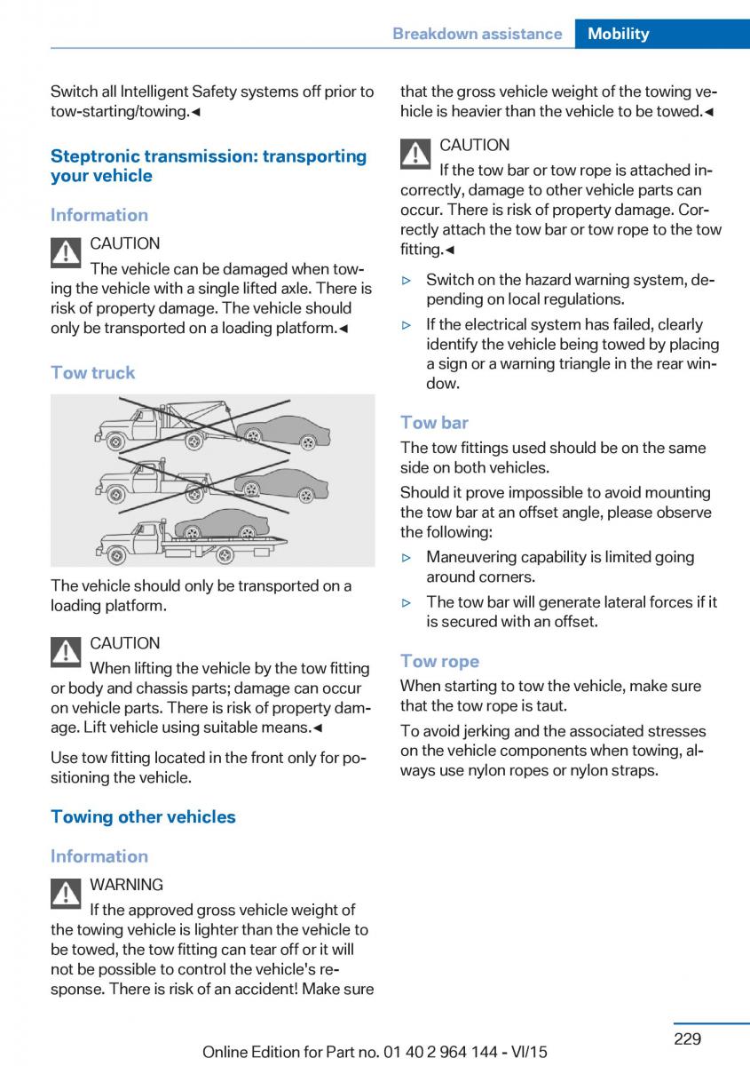 BMW X4 F26 owners manual / page 229