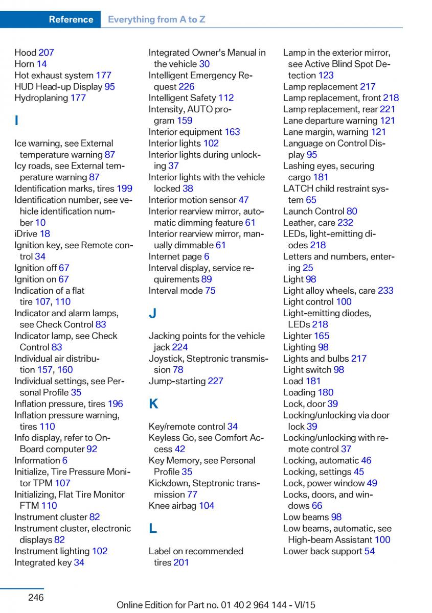 BMW X4 F26 owners manual / page 246