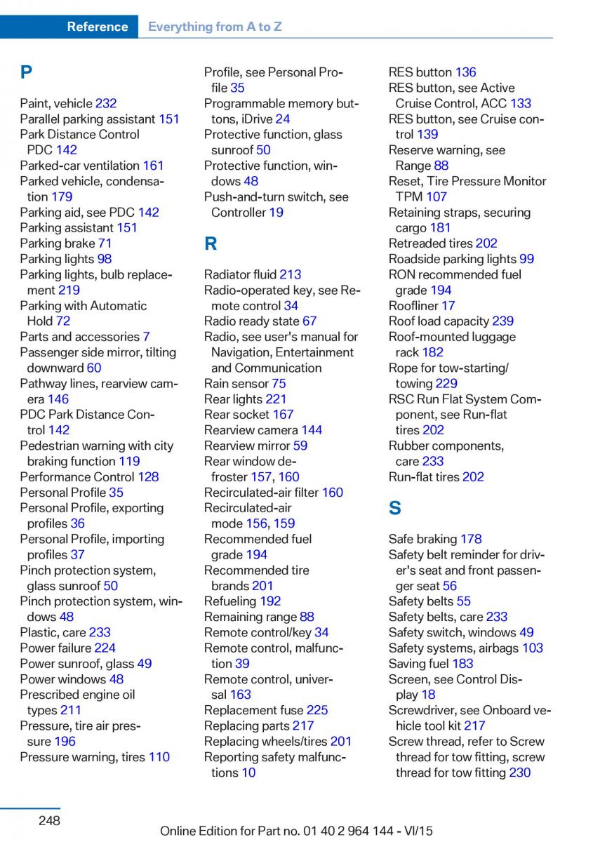 BMW X4 F26 owners manual / page 248