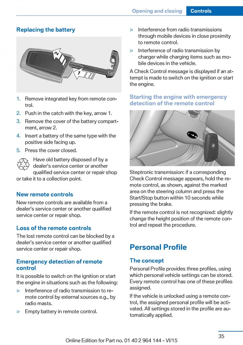 BMW X4 F26 owners manual / page 35