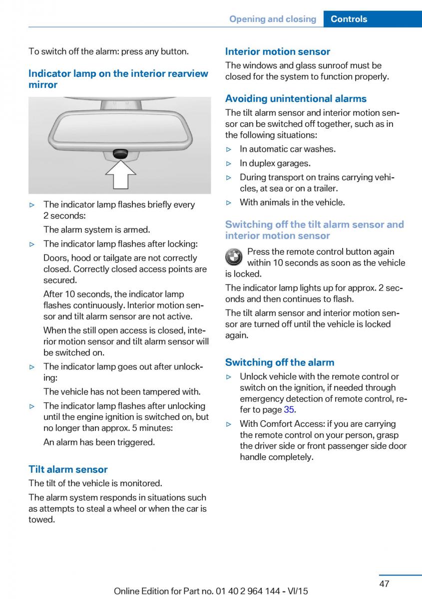 BMW X4 F26 owners manual / page 47