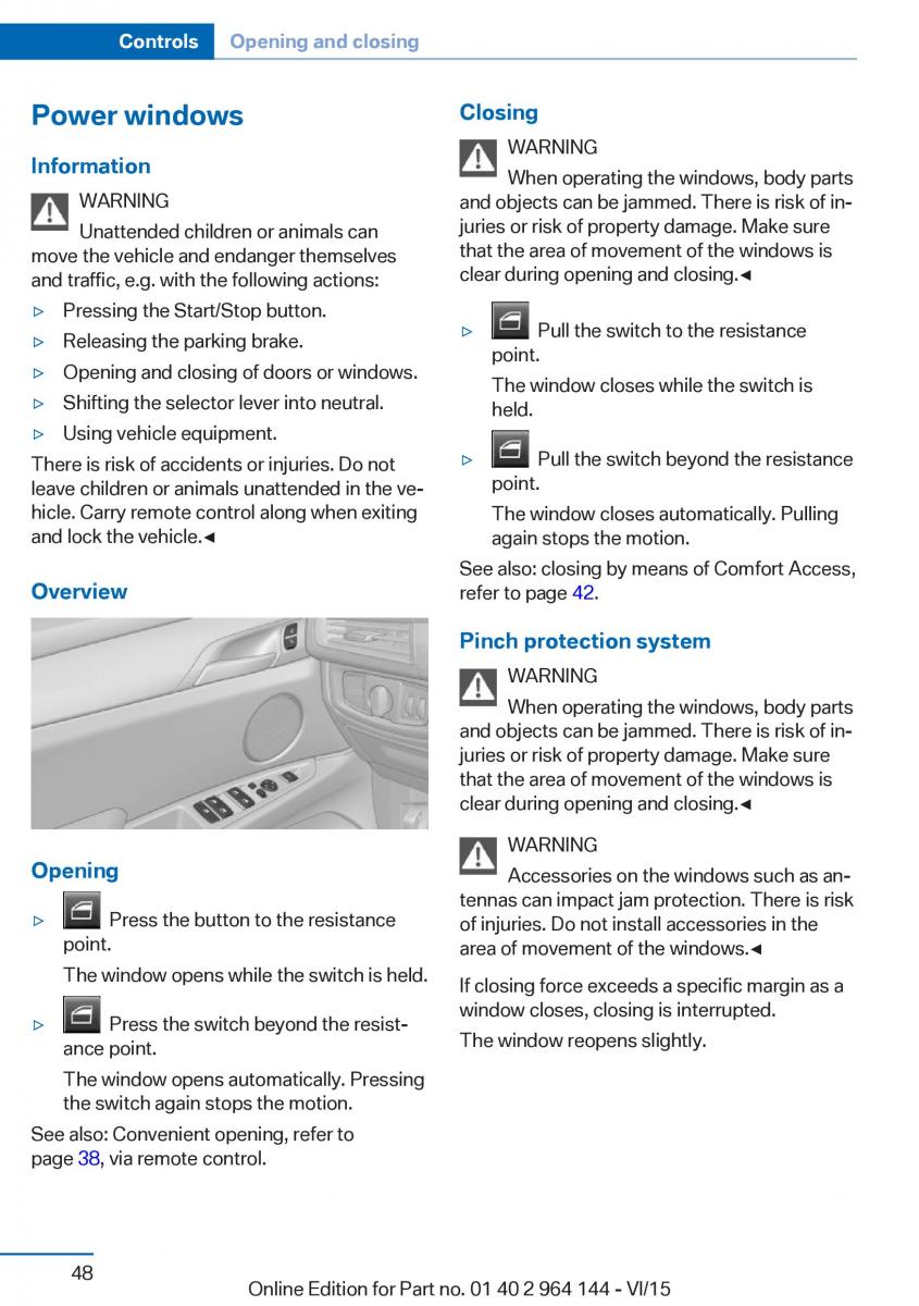 BMW X4 F26 owners manual / page 48