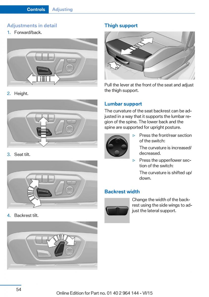 BMW X4 F26 owners manual / page 54