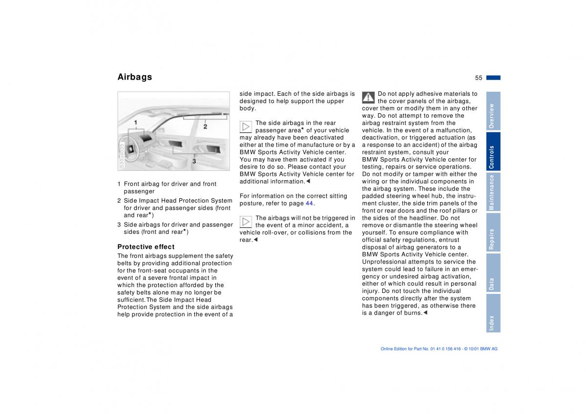 BMW X5 E53 owners manual / page 55