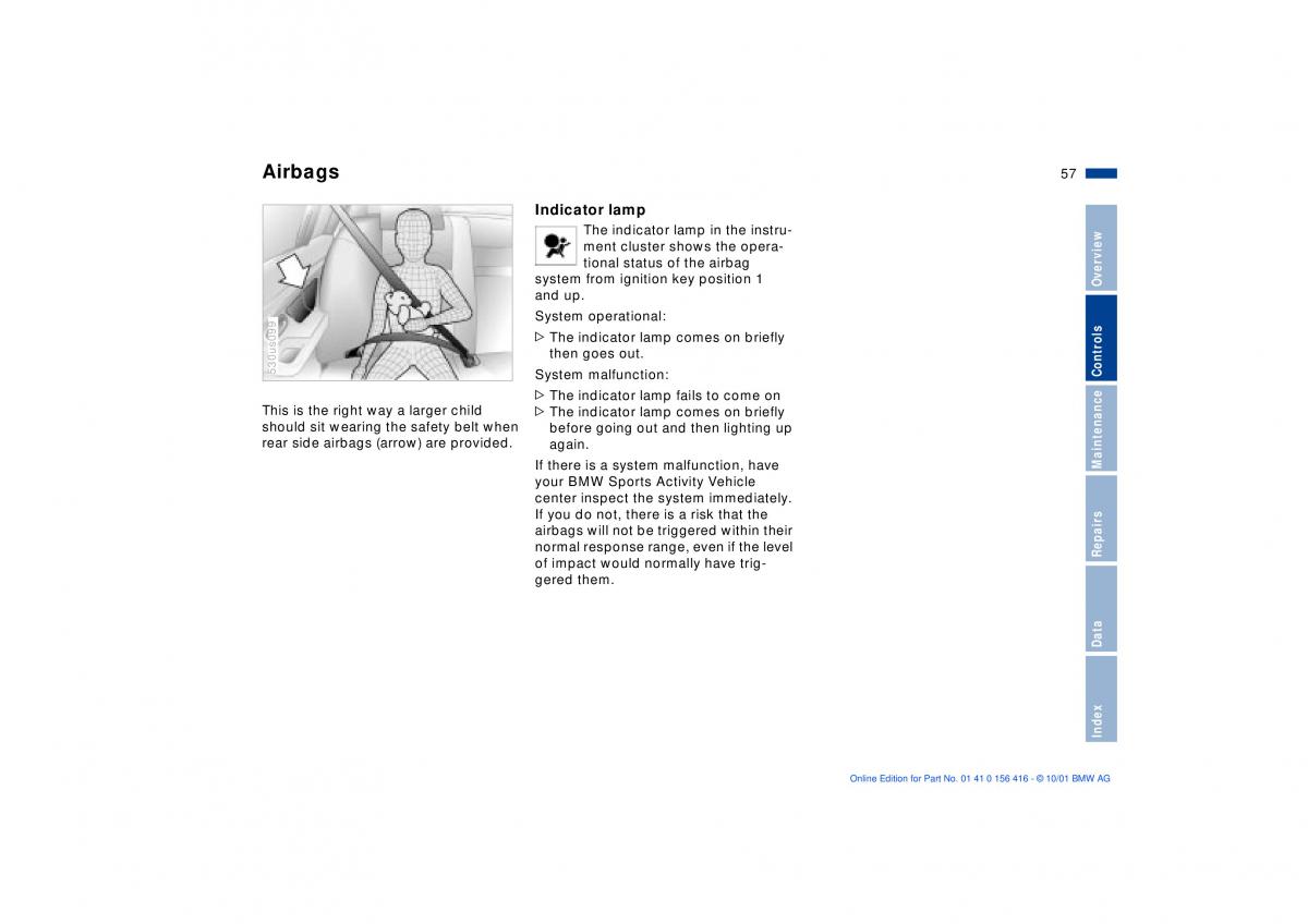 BMW X5 E53 owners manual / page 57