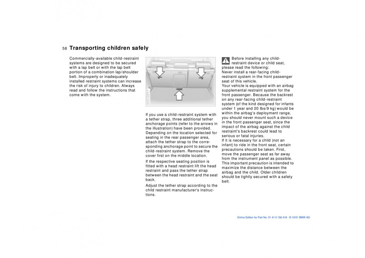 BMW X5 E53 owners manual / page 58