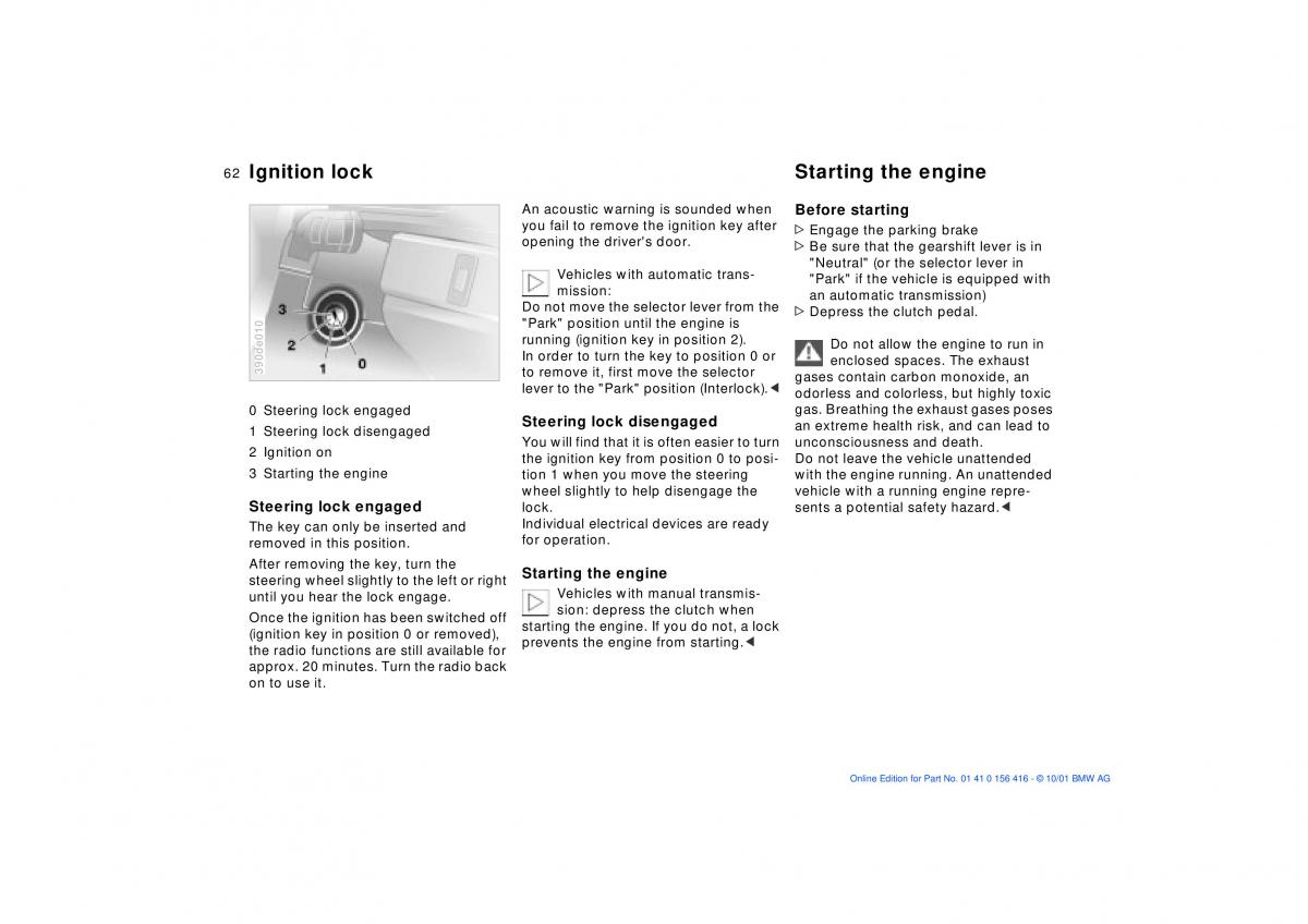 BMW X5 E53 owners manual / page 62