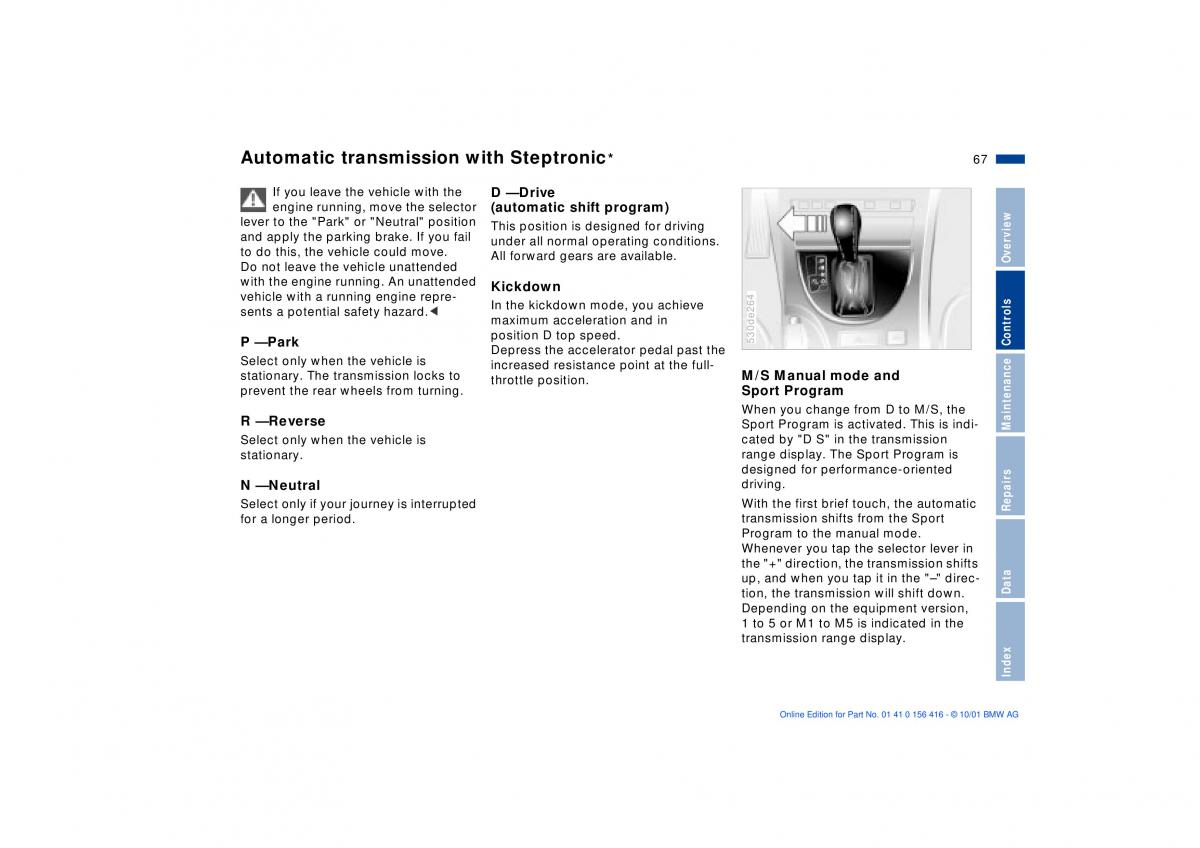 BMW X5 E53 owners manual / page 67