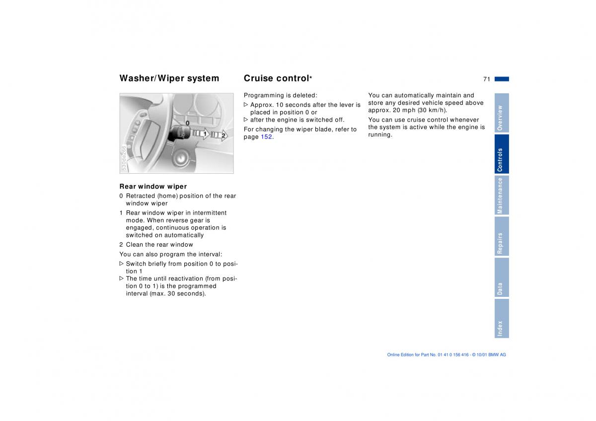 BMW X5 E53 owners manual / page 71