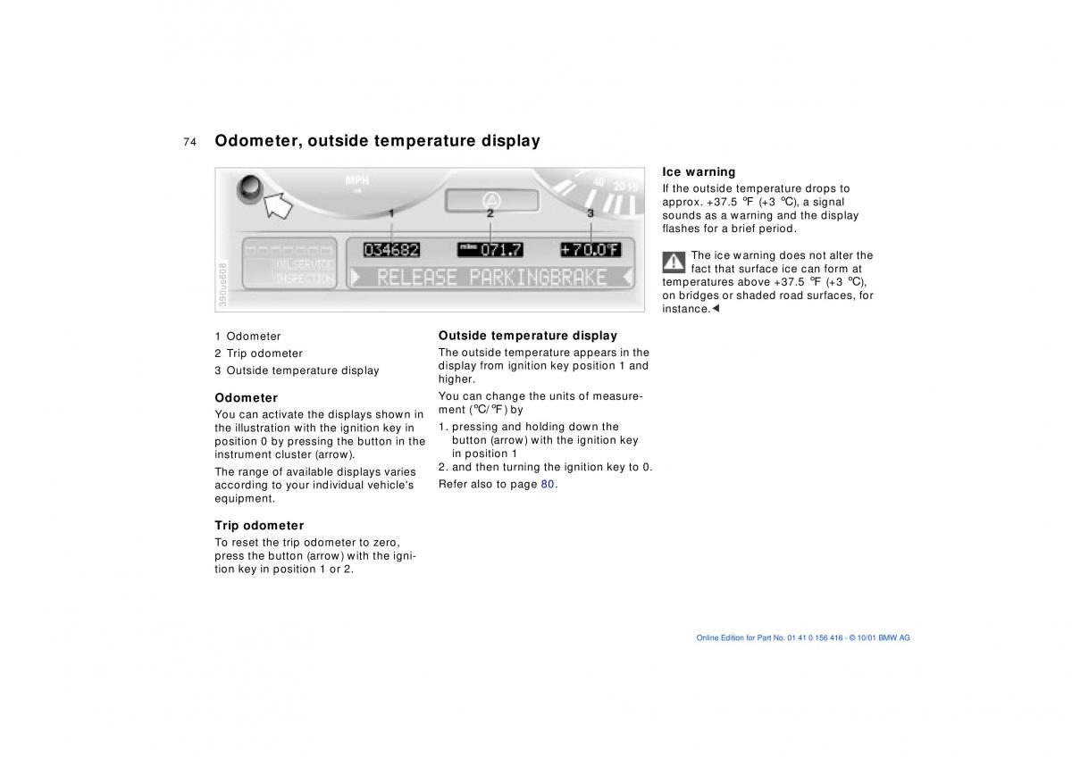 BMW X5 E53 owners manual / page 74