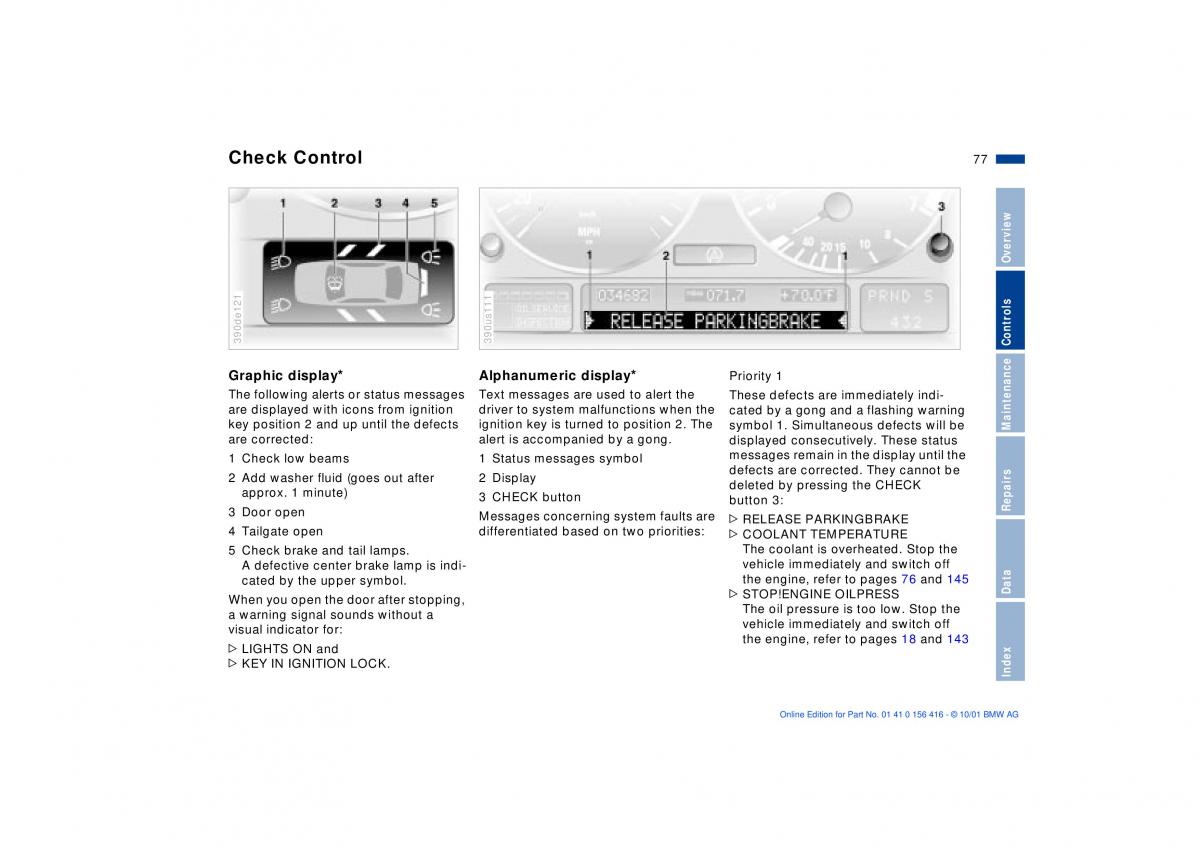 BMW X5 E53 owners manual / page 77