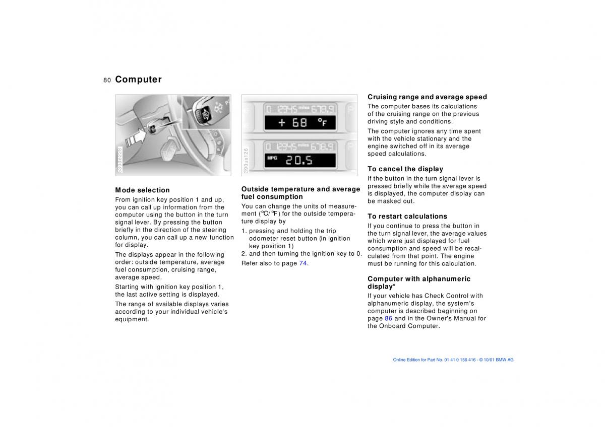 BMW X5 E53 owners manual / page 80