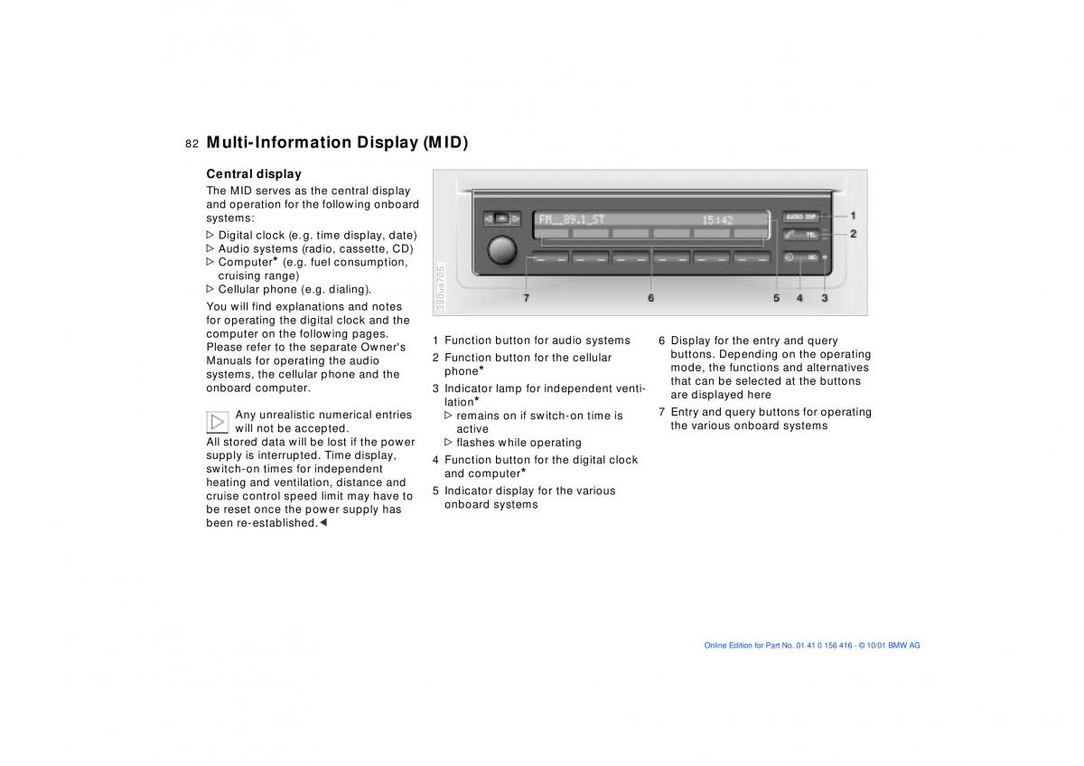 BMW X5 E53 owners manual / page 82