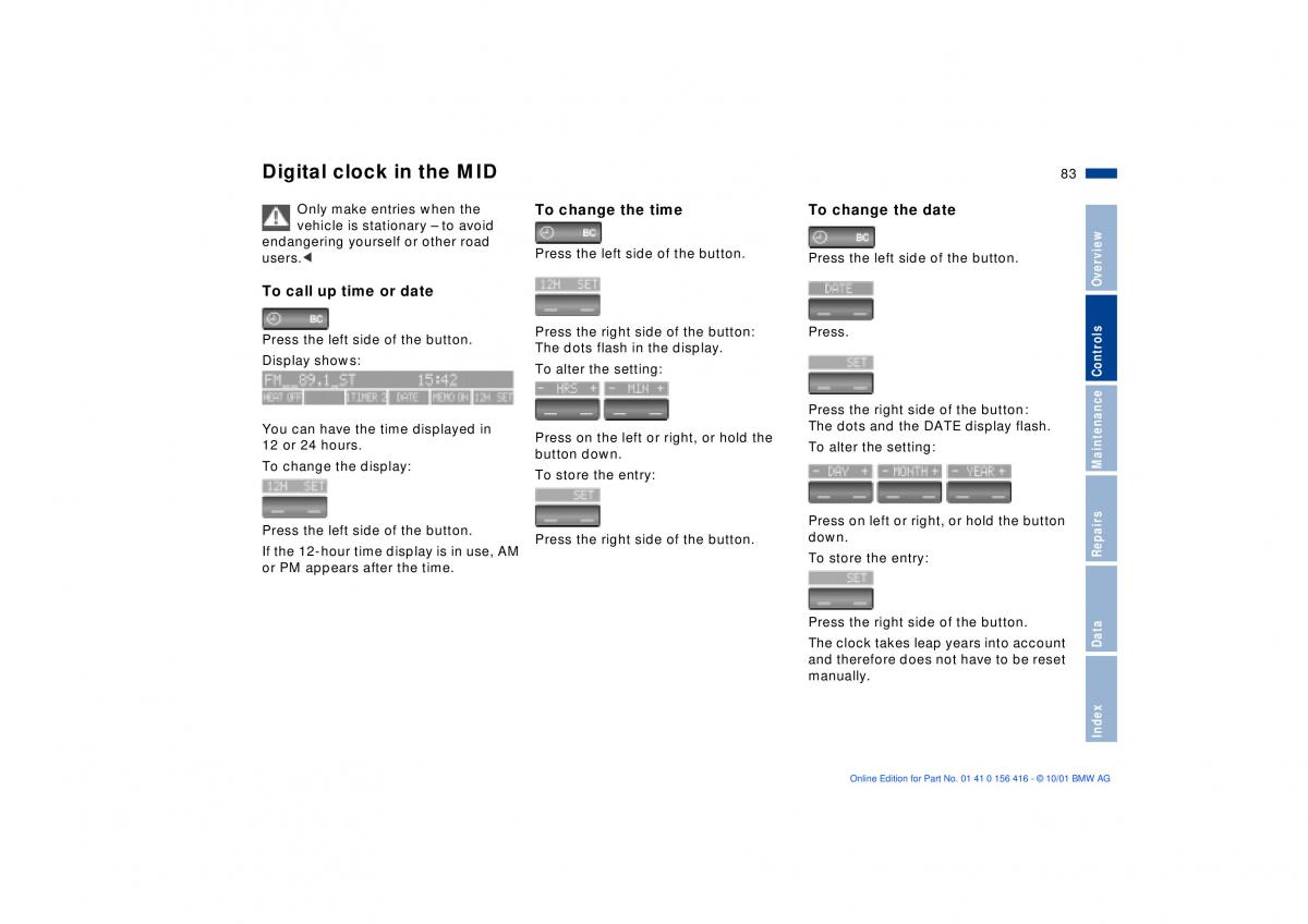 BMW X5 E53 owners manual / page 83