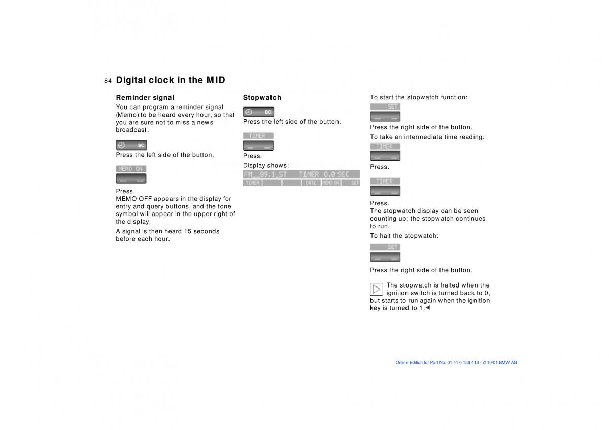 BMW X5 E53 owners manual / page 84