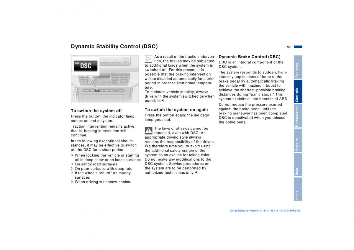 BMW X5 E53 owners manual / page 93