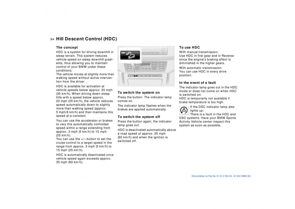 BMW X5 E53 owners manual / page 94