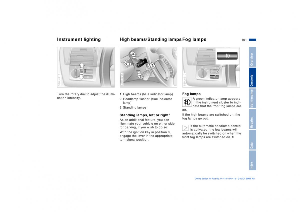 BMW X5 E53 owners manual / page 101