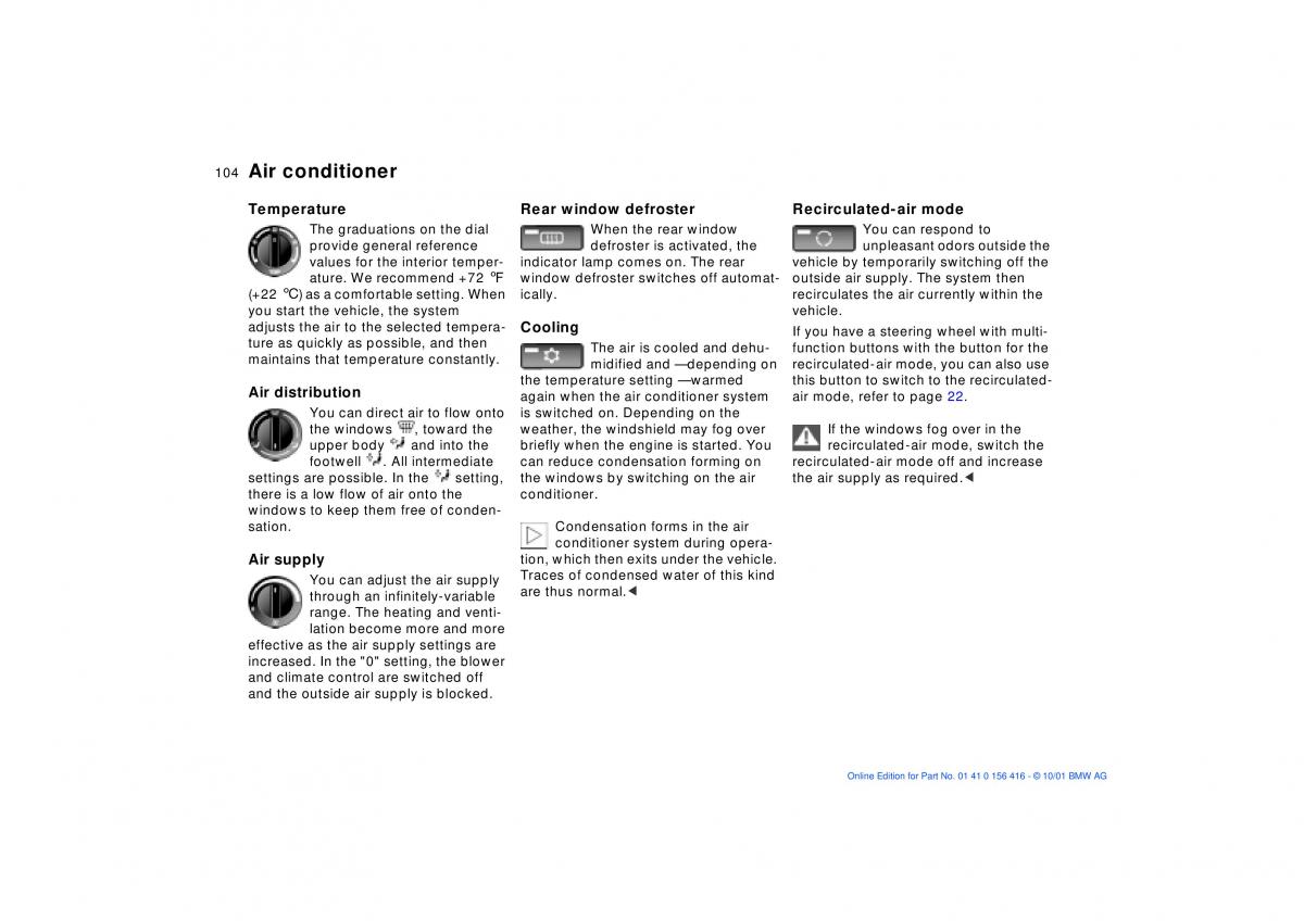 BMW X5 E53 owners manual / page 104