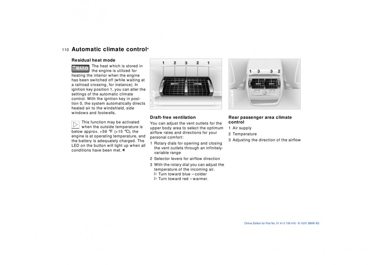 BMW X5 E53 owners manual / page 110