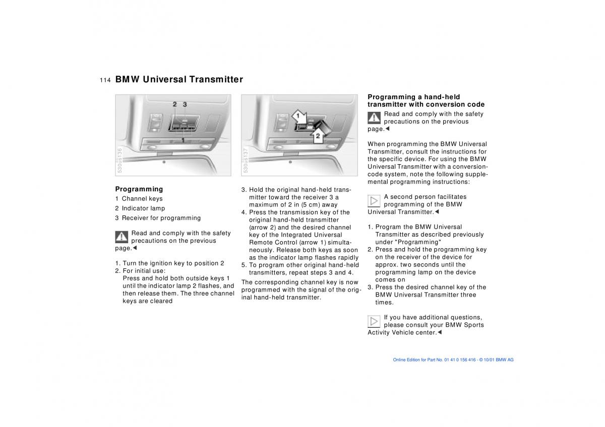 BMW X5 E53 owners manual / page 114