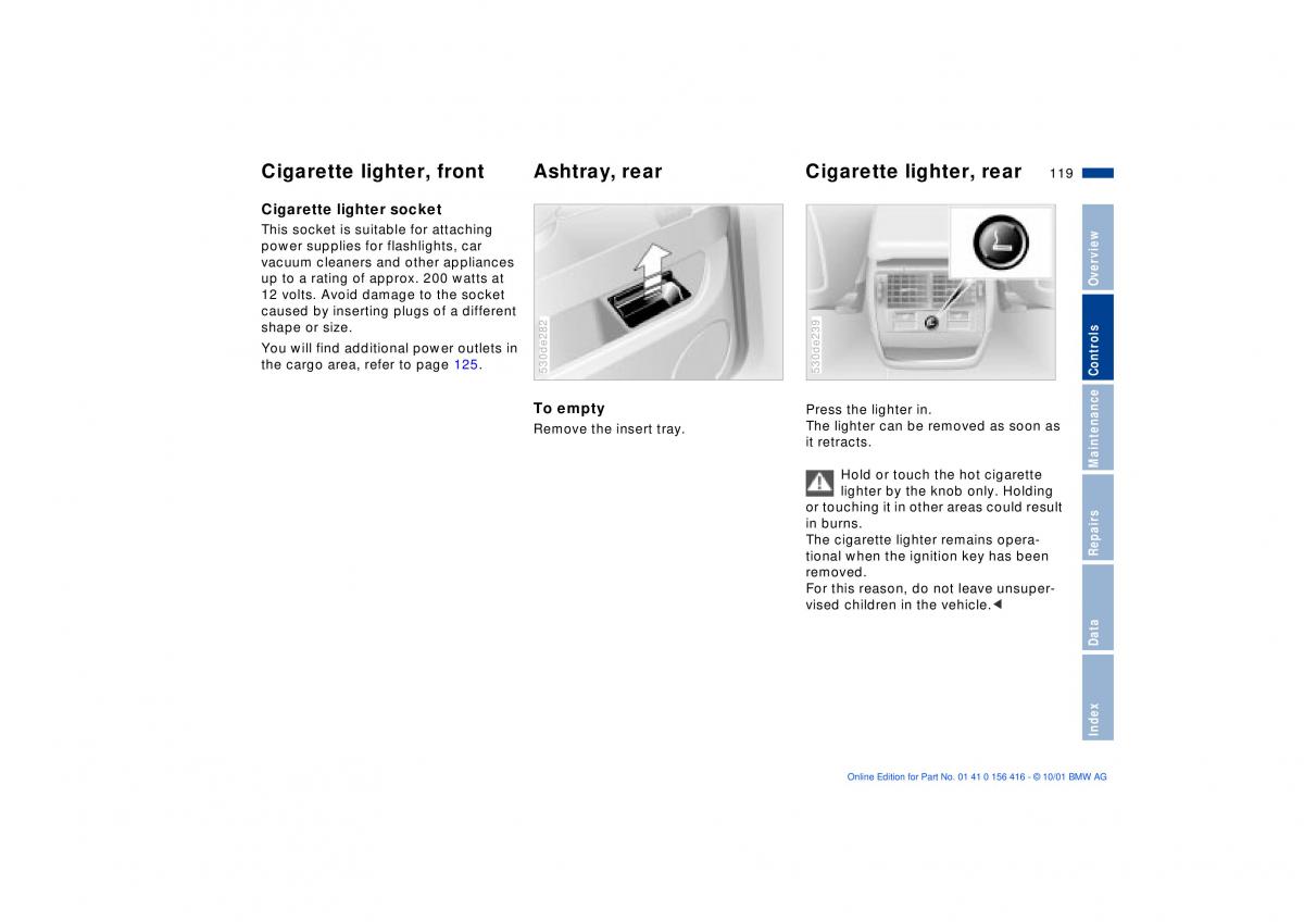 BMW X5 E53 owners manual / page 119