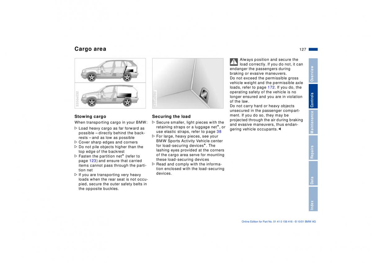 BMW X5 E53 owners manual / page 127