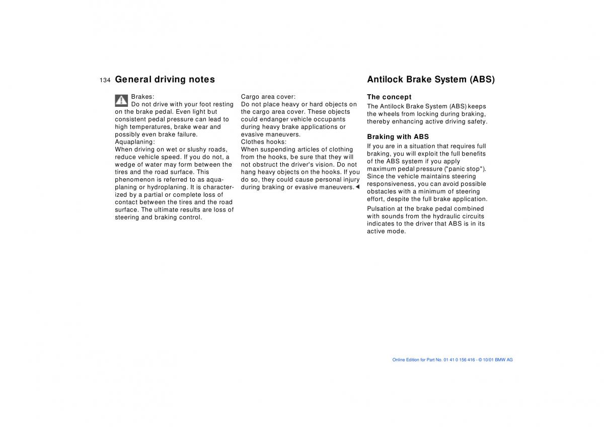 BMW X5 E53 owners manual / page 134