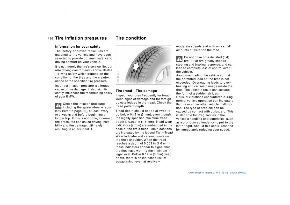 BMW X5 E53 owners manual / page 136