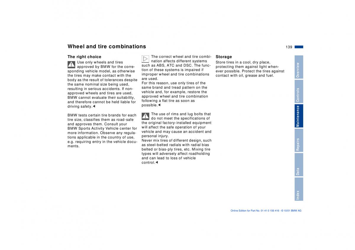 BMW X5 E53 owners manual / page 139