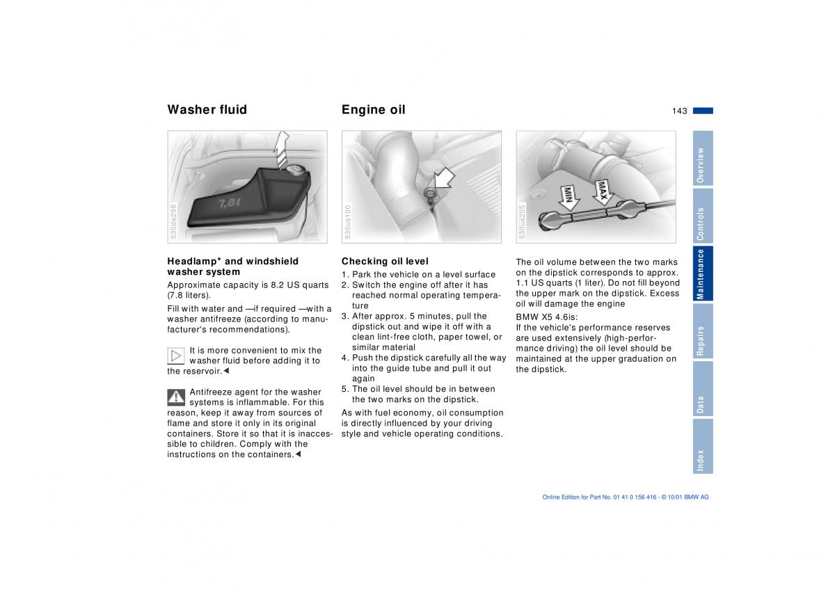 BMW X5 E53 owners manual / page 143