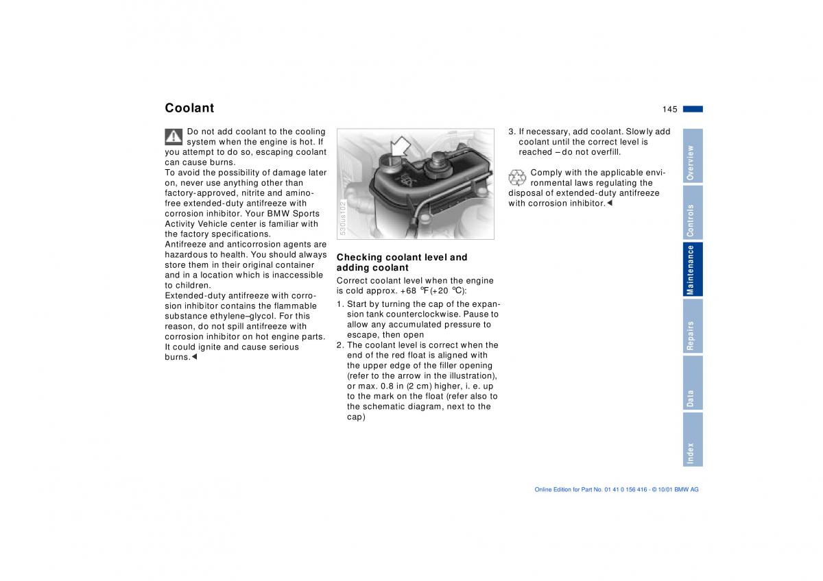 BMW X5 E53 owners manual / page 145