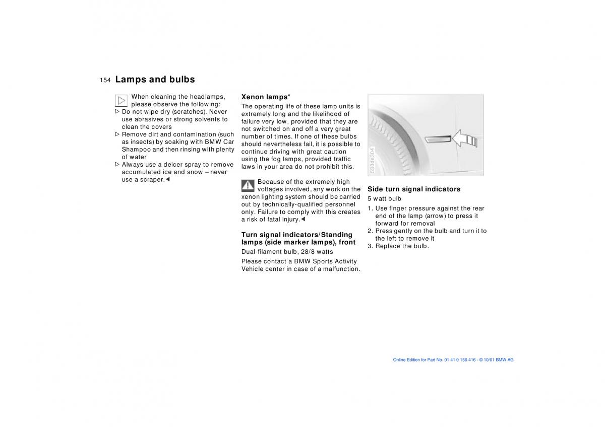 BMW X5 E53 owners manual / page 154