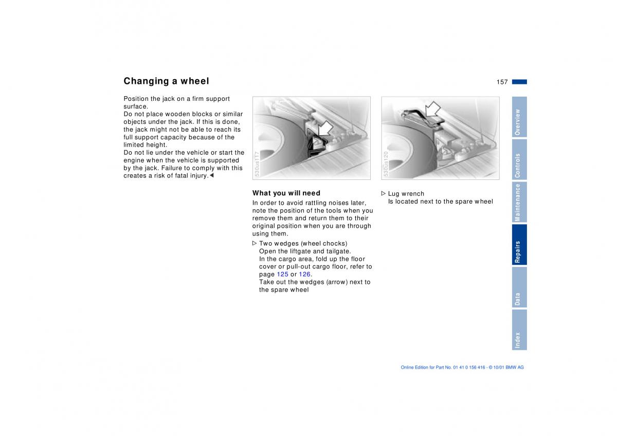 BMW X5 E53 owners manual / page 157