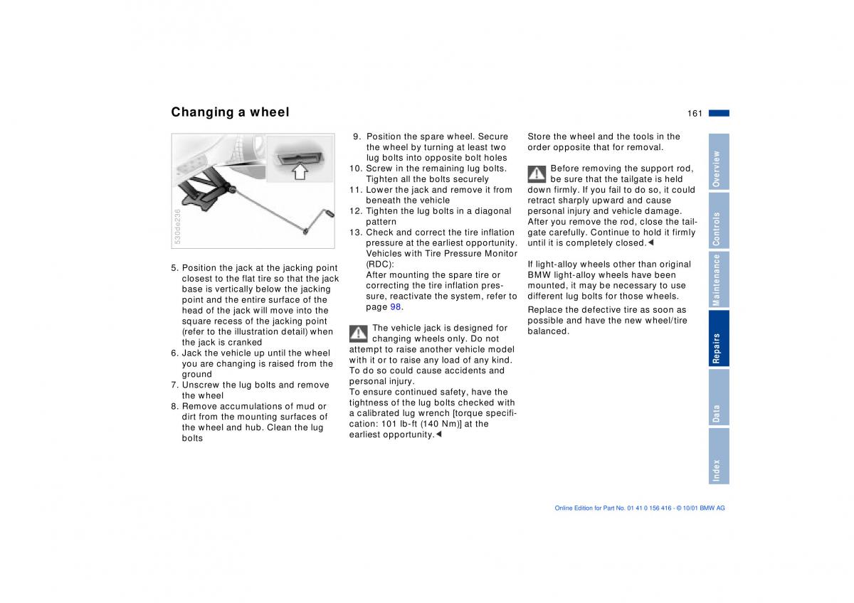 BMW X5 E53 owners manual / page 161