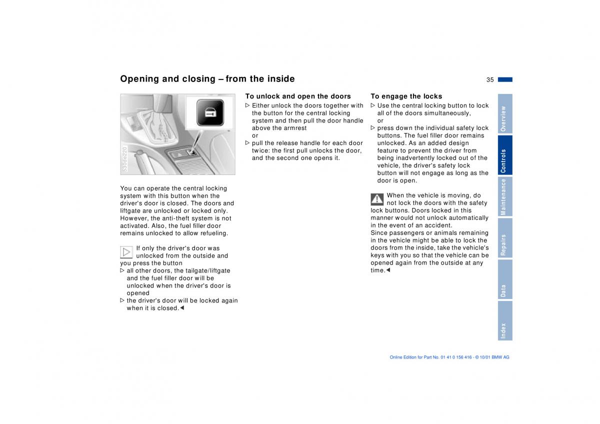 BMW X5 E53 owners manual / page 35