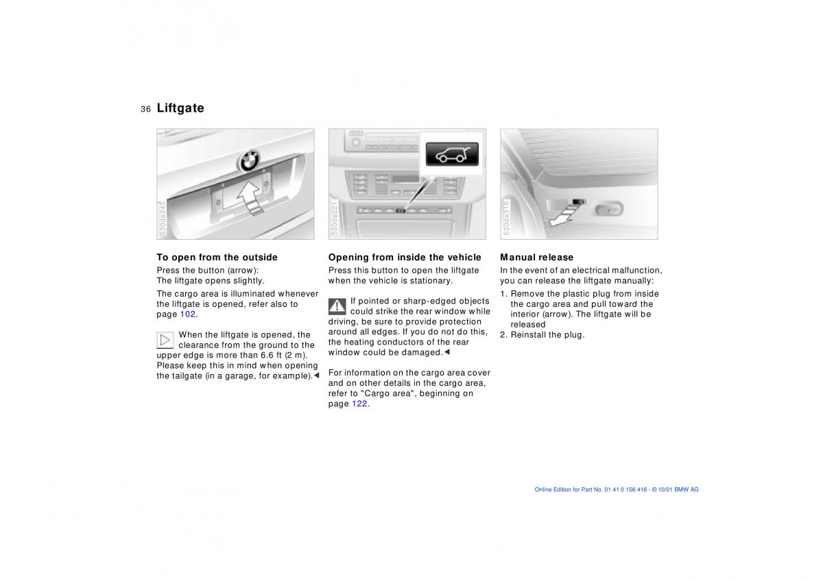 BMW X5 E53 owners manual / page 36