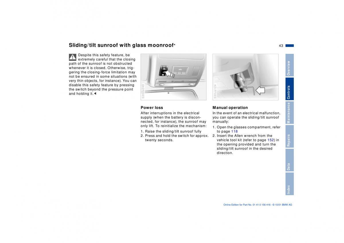 BMW X5 E53 owners manual / page 43