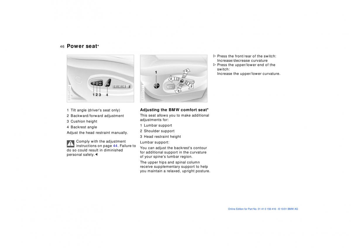 BMW X5 E53 owners manual / page 46