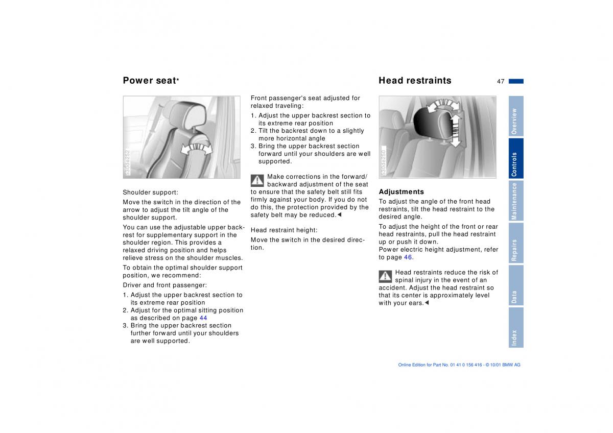 BMW X5 E53 owners manual / page 47