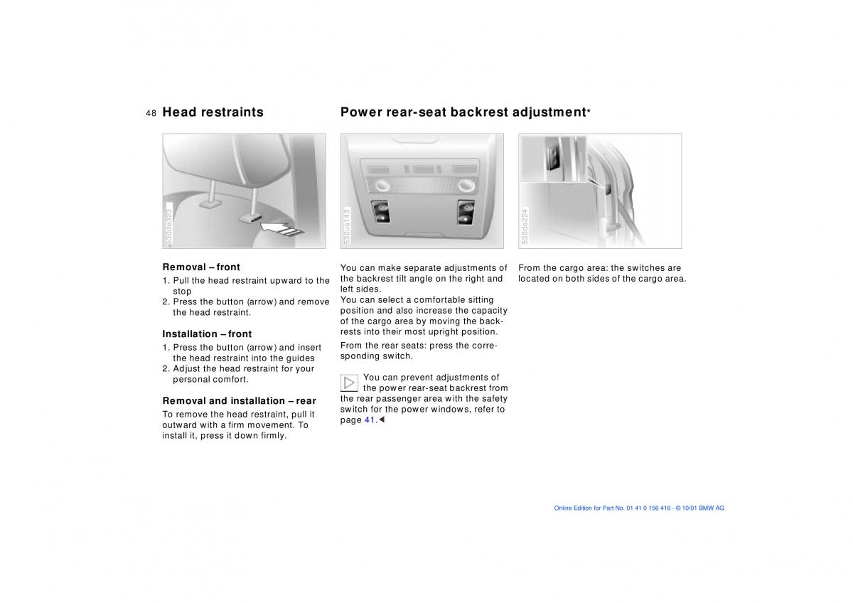 BMW X5 E53 owners manual / page 48