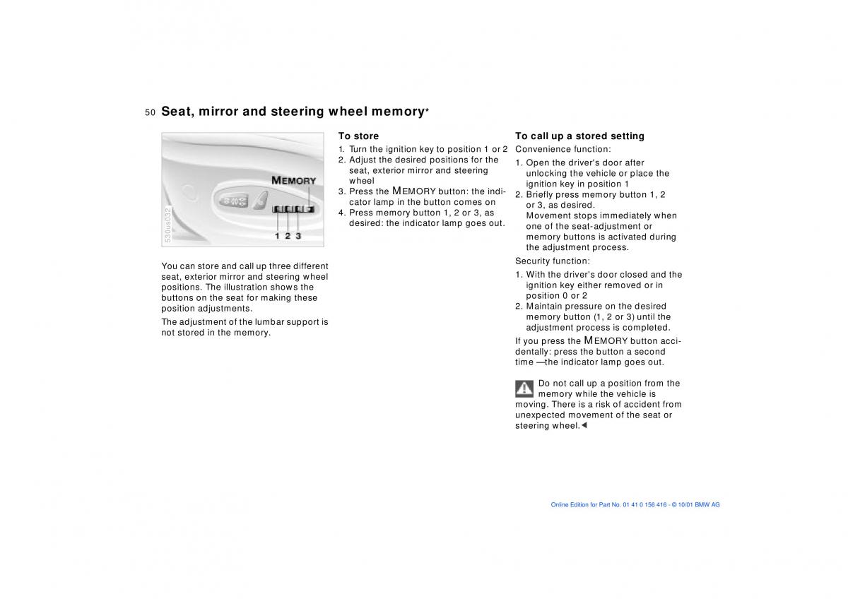 BMW X5 E53 owners manual / page 50