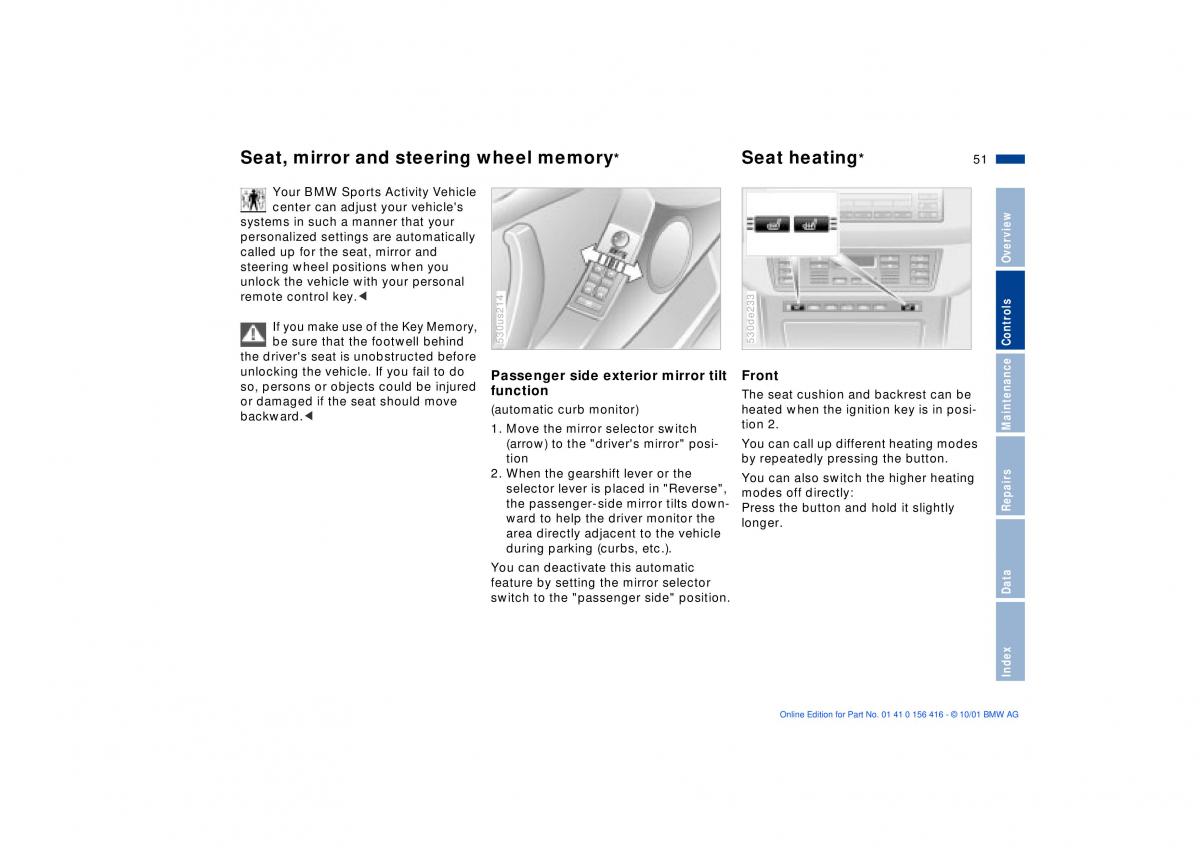 BMW X5 E53 owners manual / page 51