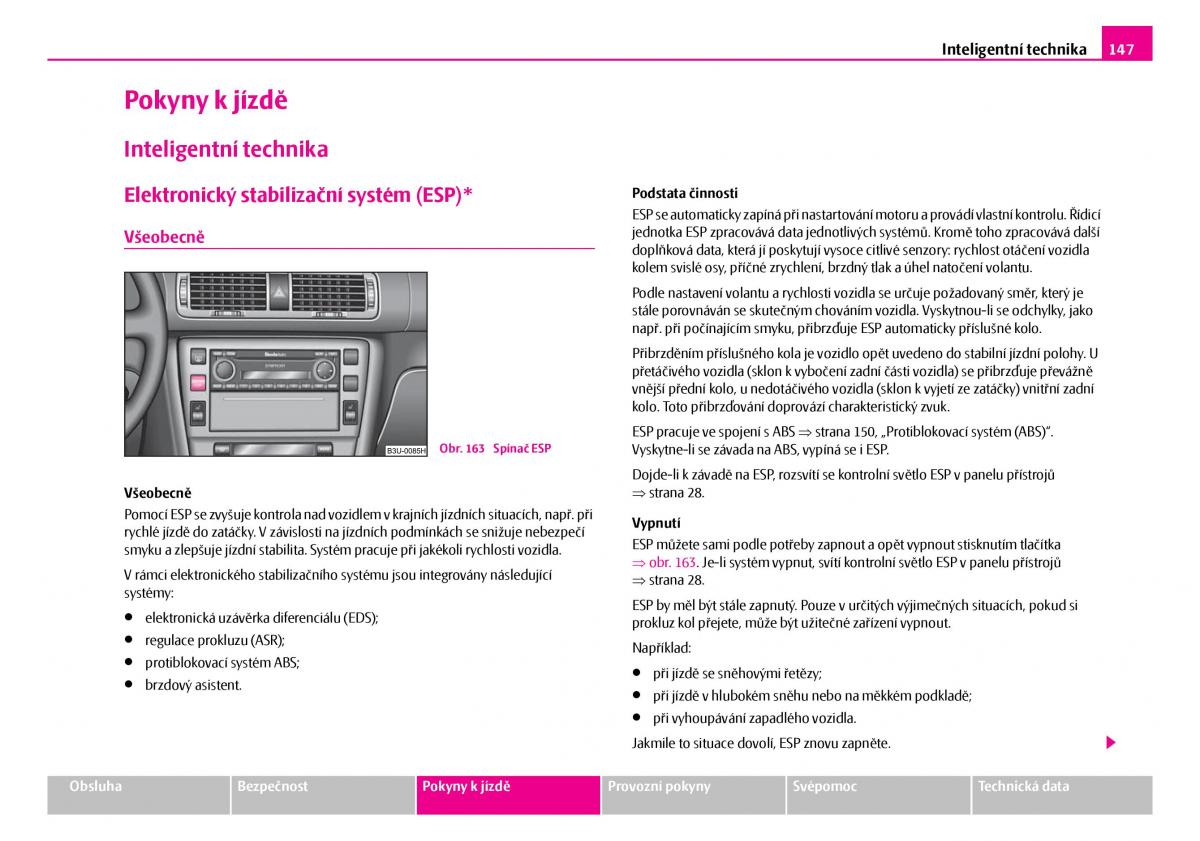 Skoda Superb I 1 navod k obsludze / page 148