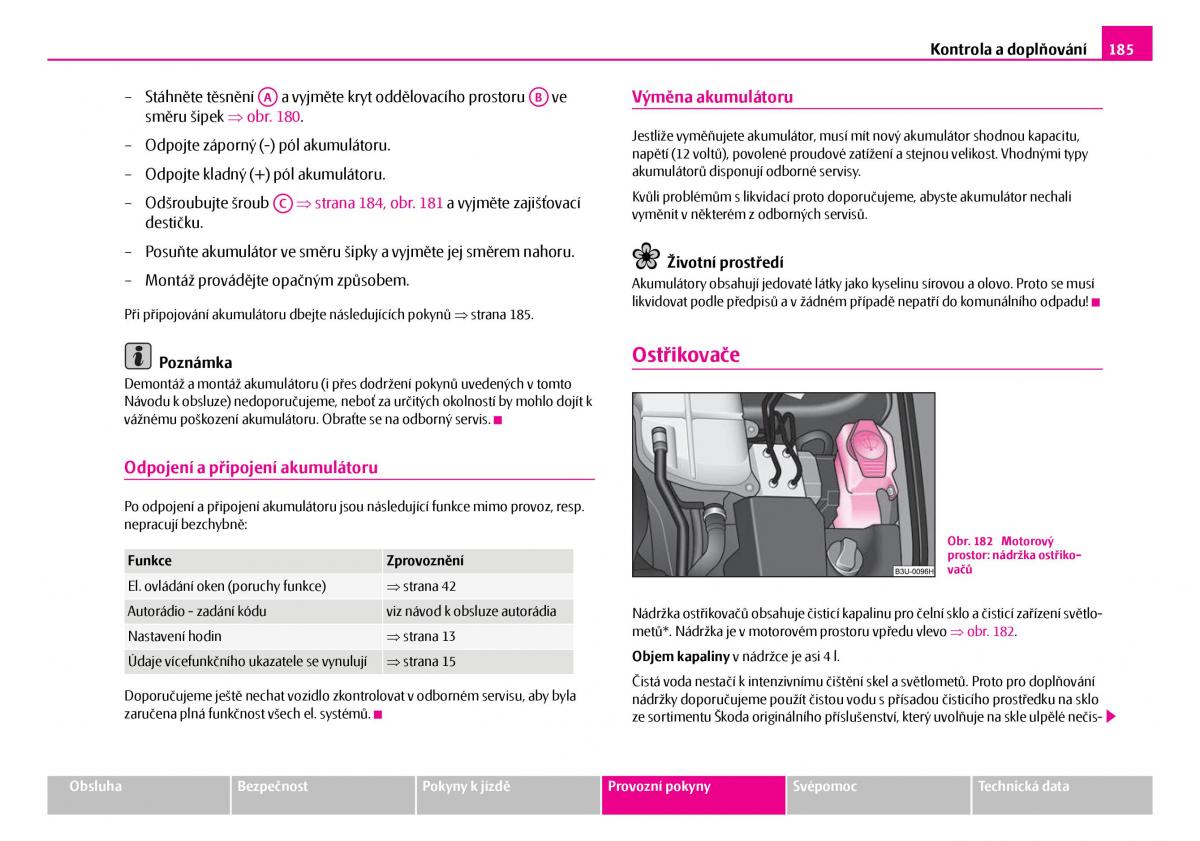 Skoda Superb I 1 navod k obsludze / page 186
